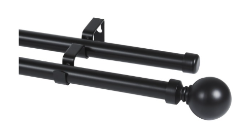 Fit and Supply -Design House Double Ball Curtain Rail Black 3000 mm