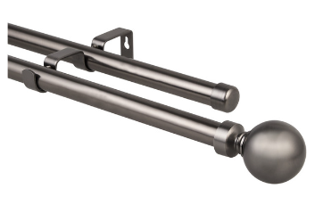 Fit and Supply -Design House Double Ball Curtain Rod Grey 3000 mm
